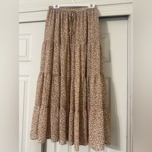 Aerie Midi Print Tiered Skirt